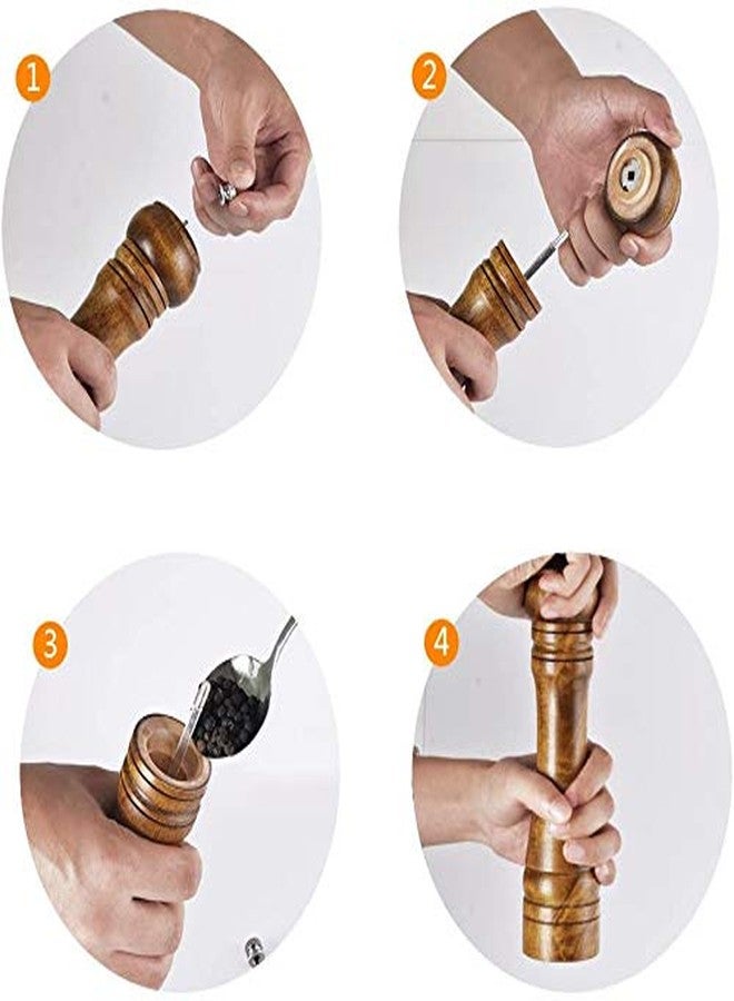 ZAQW solid wood oak grinder restaurant pepper manual grinding powder pepper grinding kitchen seasoning tool (8 inch) - Image 5